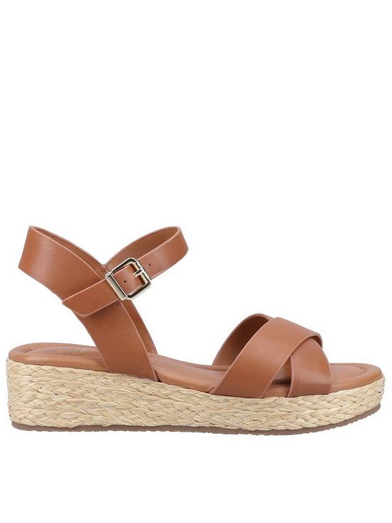 front image of dune-london-linnie-leather-wedge-sandal