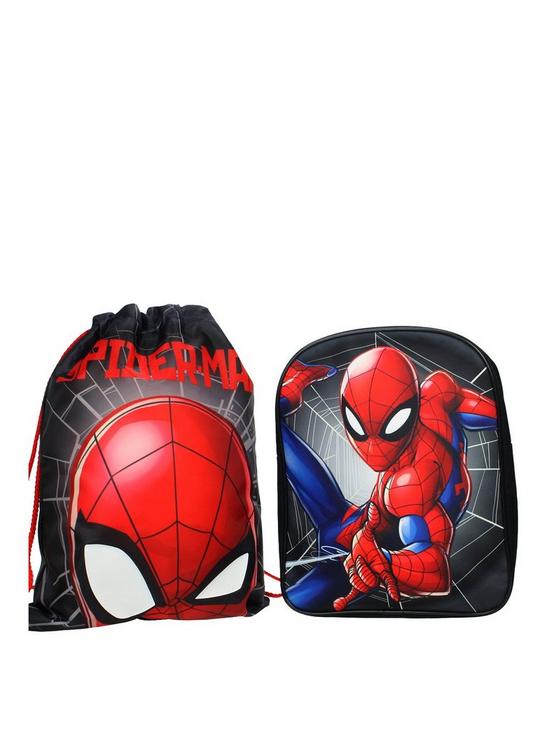 front image of spiderman-backpack-amp-trainer-bag-2-piece-pack