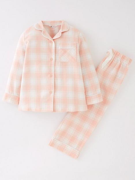 mini-v-by-very-girlsnbspcheck-pyjama-set-pink
