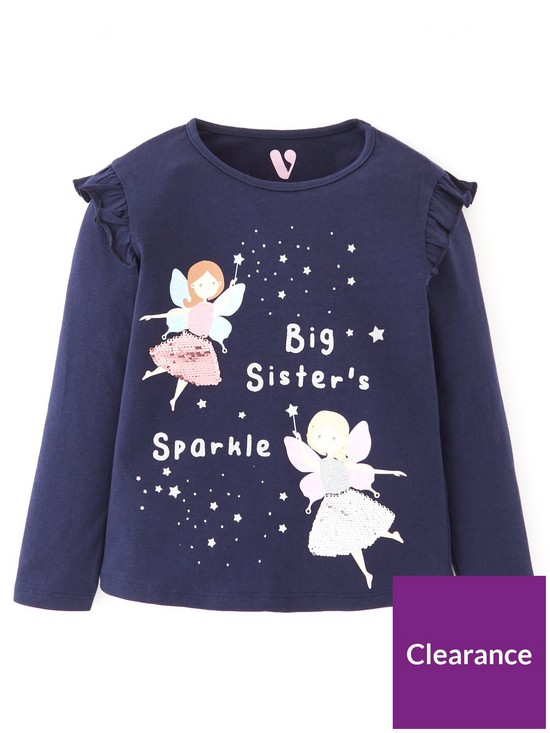 front image of mini-v-by-very-girls-big-sister-christmas-t-shirt-navy