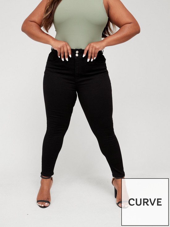 front image of v-by-very-curve-shaping-highwaisted-skinny-jean-black