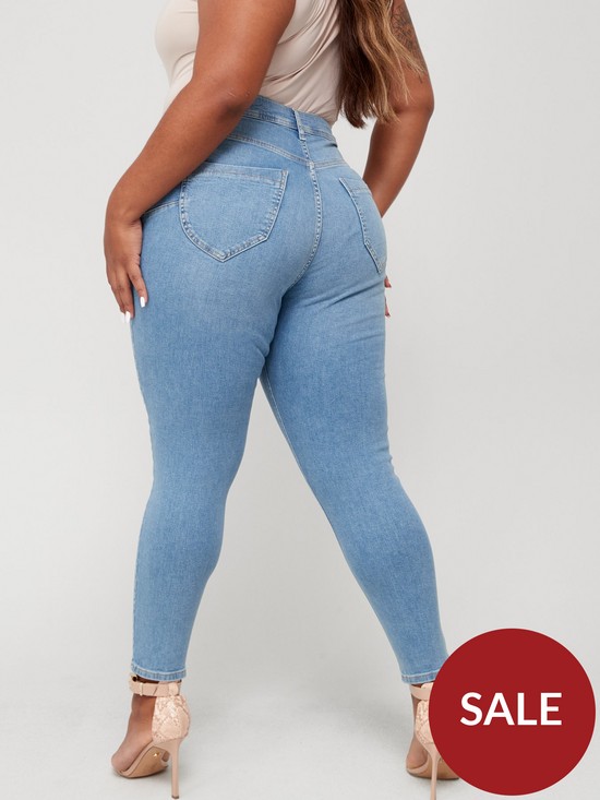 stillFront image of v-by-very-curve-shaping-highwaisted-skinny-jean-light-wash-blue