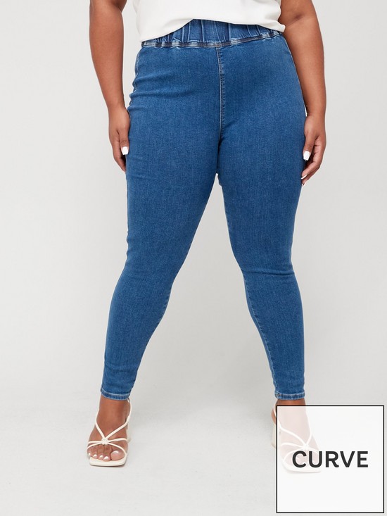 front image of v-by-very-curve-high-waisted-jegging-indigo