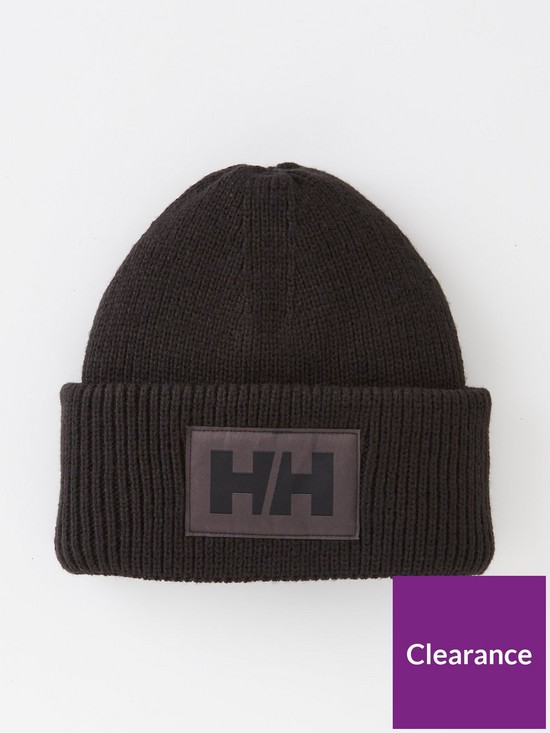 front image of helly-hansen-box-beanie-black