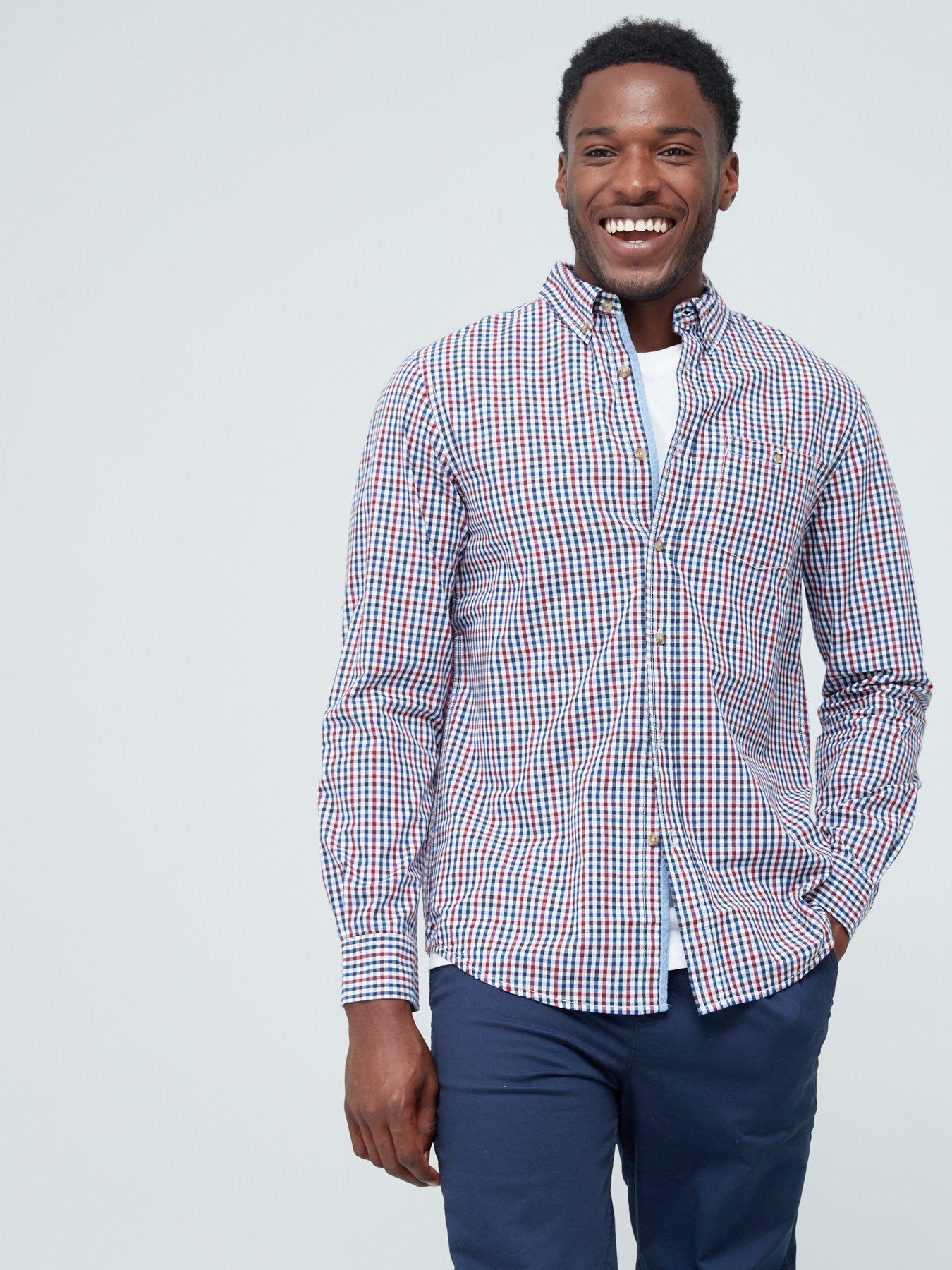 Details about   Jeff Banks Designer Cotton Check Shirt With Contrasting Inner Collar and Cuffs 