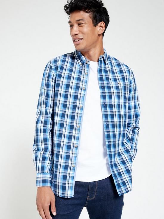 front image of very-man-longsleeve-check-shirt-navy