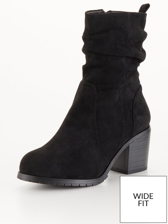 stillFront image of everyday-wide-fit-slouch-calf-boot-with-block-heel-black