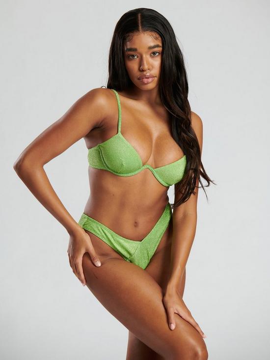 stillFront image of south-beach-green-metallic-exaggerated-wire-bra-and-cheeky-brief