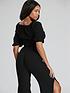  image of south-beach-black-crinkle-viscose-front-tie-top-and-split-side-pant