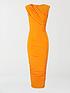  image of michelle-keegan-ruched-detail-bodycon-midi-dress-orange