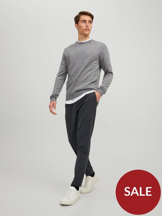 front image of jack-jones-jack-amp-jones-marlo-elasticated-waist-trousers-dark-grey-melange