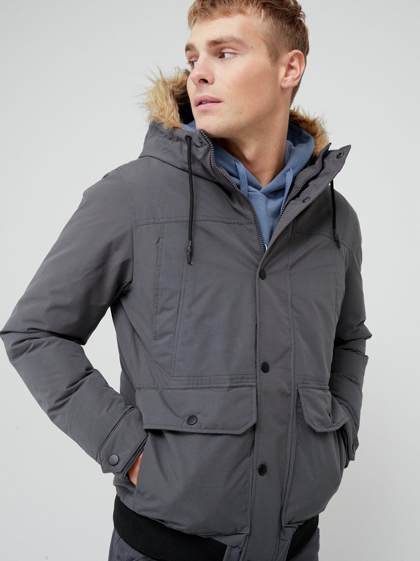  image of jack-jones-faux-fur-hood-bomber-parka-jacket-asphalt