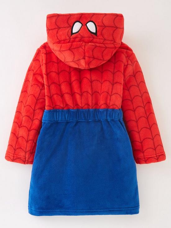 back image of spiderman-boys-spiderman-novelty-hood-detail-dressing-gown-multi