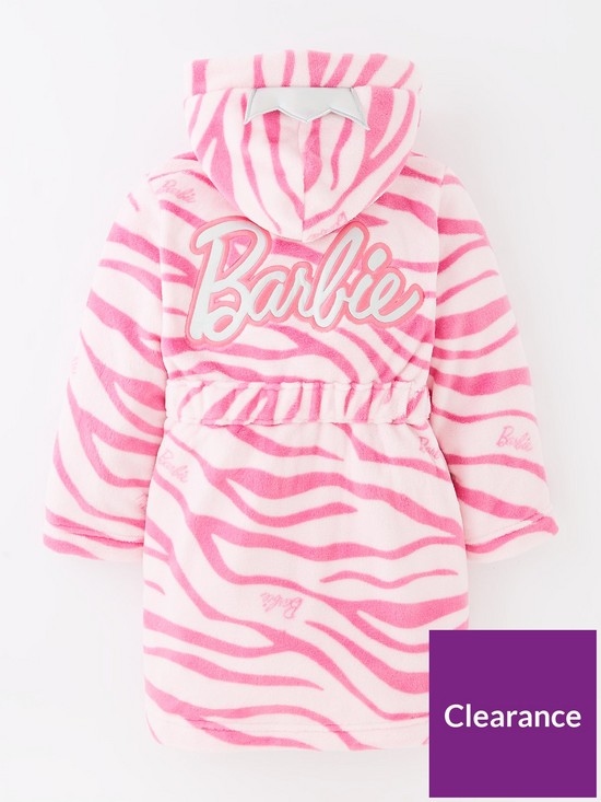 back image of barbie-girls-barbie-zebra-print-dressing-gown-pink