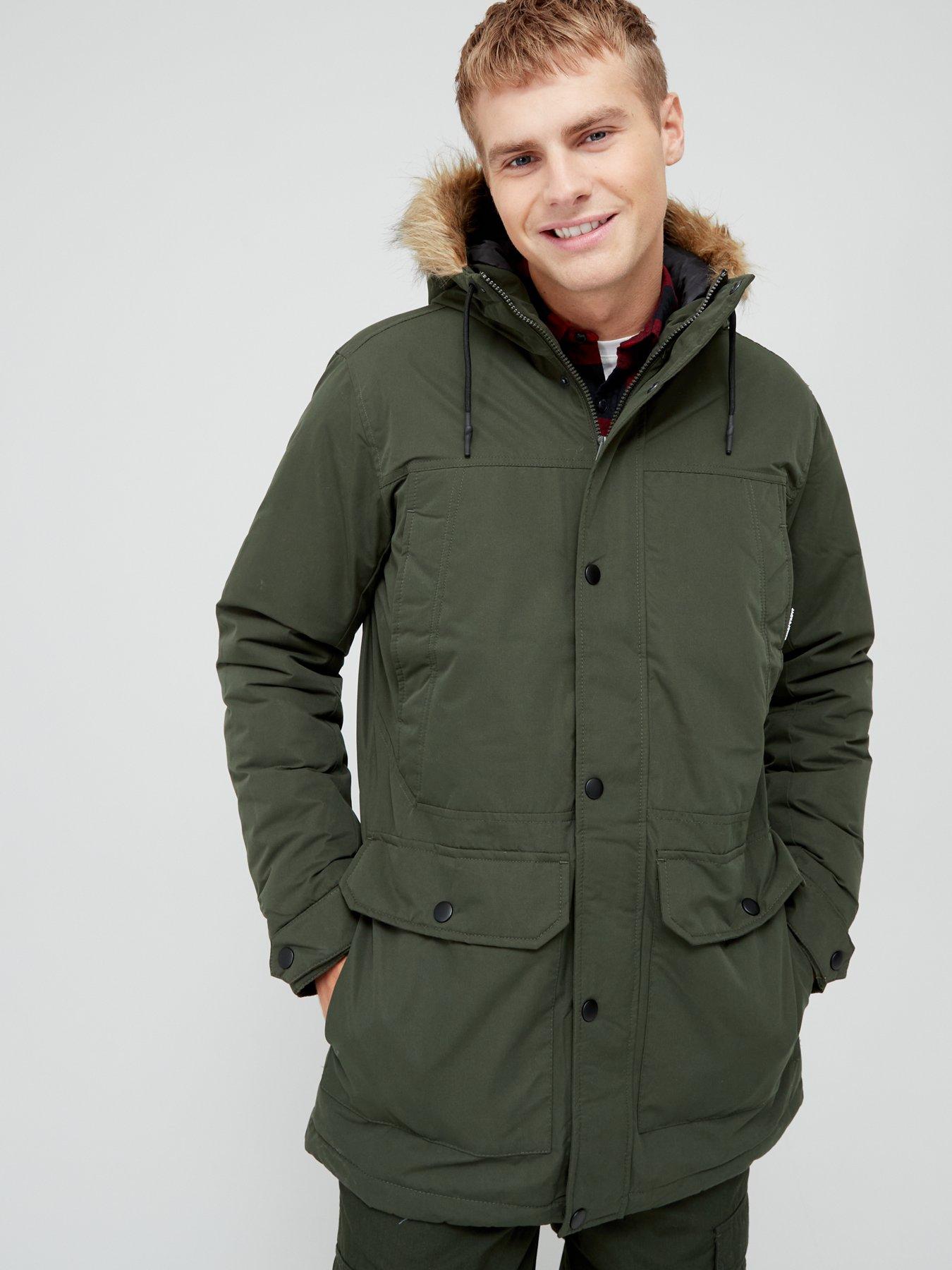  image of jack-jones-heavyweight-faux-fur-hooded-parka-green