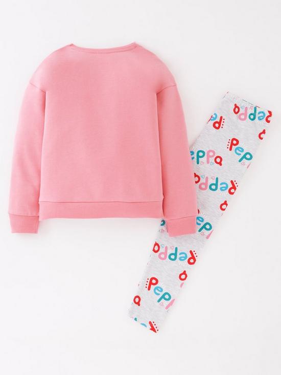 back image of peppa-pig-girls-peppa-pig-applique-sweatshirt-andnbsplegging-set-pink
