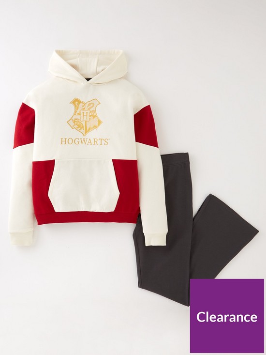 front image of harry-potter-girls-harry-potter-hogwarts-cut-and-sew-hoodie-and-legging-set-black