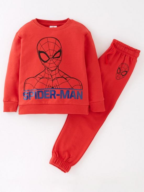 front image of spiderman-boys-spiderman-sweat-tracksuit-red
