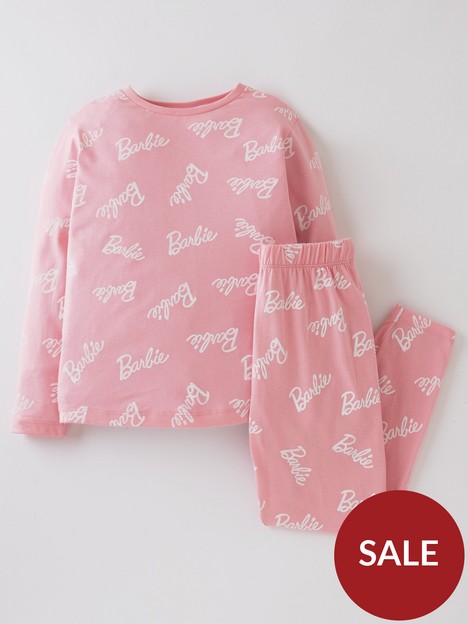 barbie-girls-barbie-all-over-print-text-long-sleeve-pyjama-pink