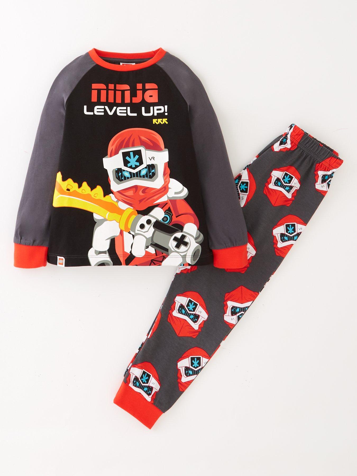  image of lego-boys-lego-ninjago-contrast-raglan-sleeve-pyjama-black