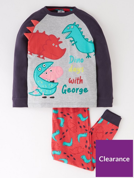 front image of peppa-pig-boys-peppa-pignbspgeorge-pig-dinosaur-raglan-pyjama-multi