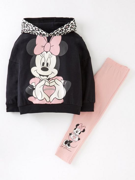 front image of minnie-mouse-girls-minnie-mouse-contrast-leopard-hood-and-legging-set-charcoal