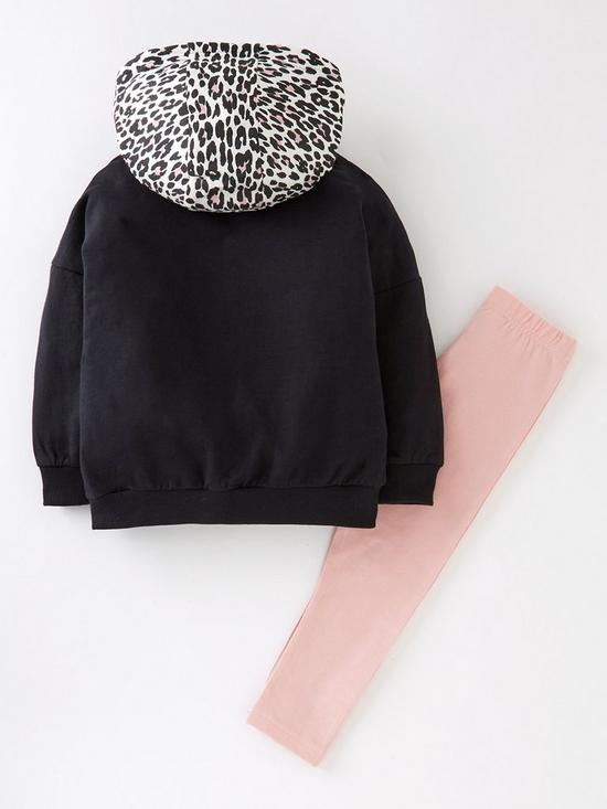 back image of minnie-mouse-girls-minnie-mouse-contrast-leopard-hood-and-legging-set-charcoal