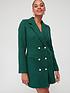  image of v-by-very-boucle-pearl-button-blazer-dress-forest-green