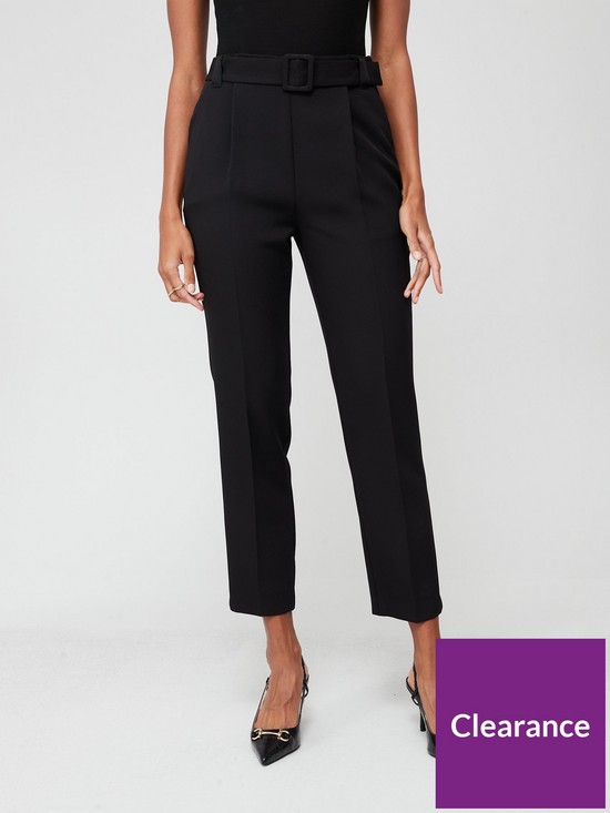 front image of v-by-very-self-covered-belted-trousers-black