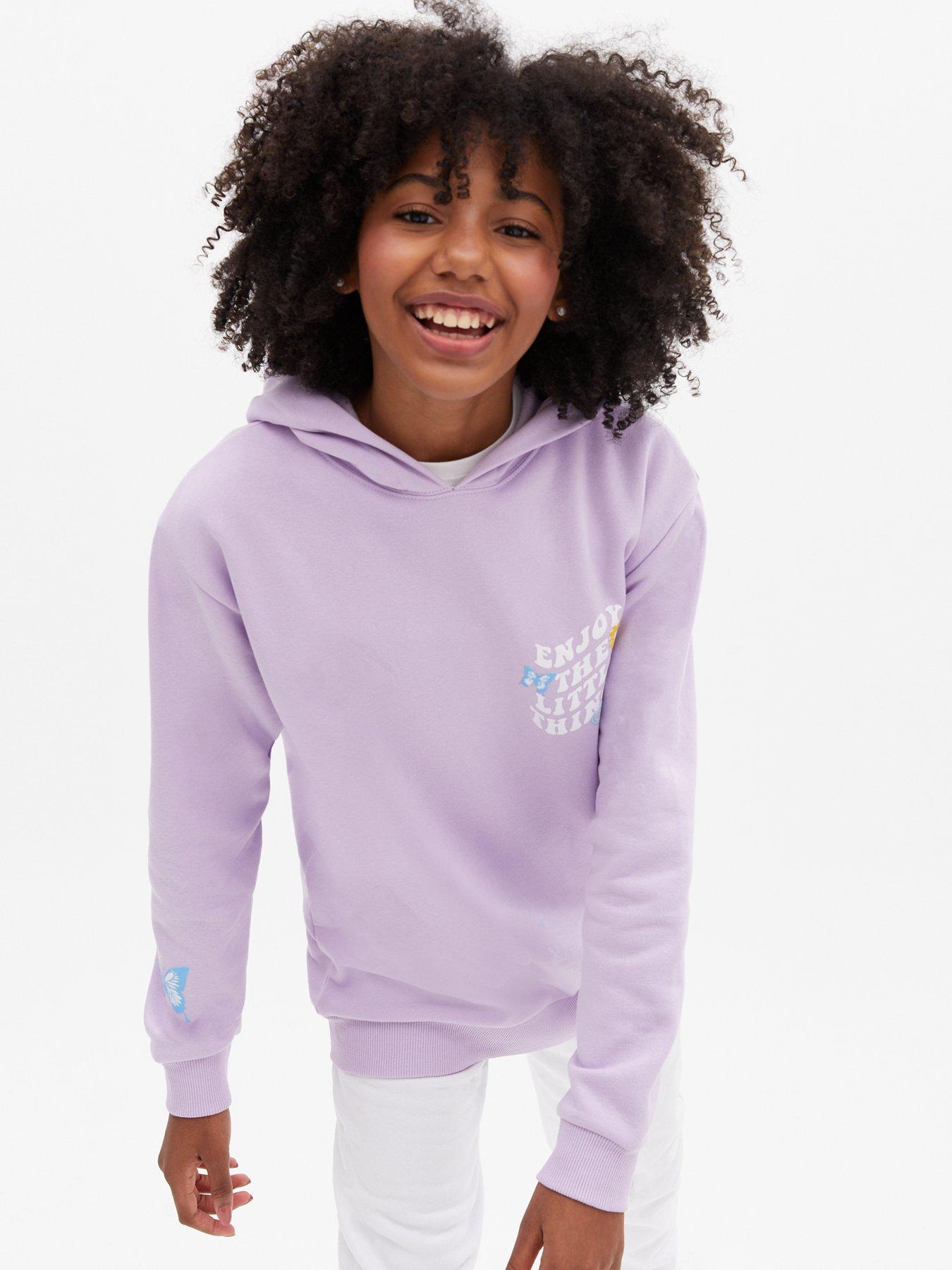 New Look 915 Girls Lilac Enjoy The Little Things Long Logo Hoodie ...