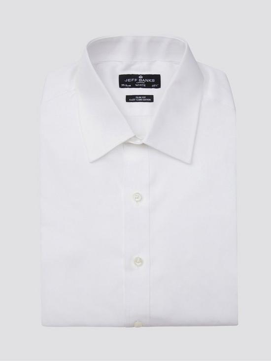 front image of jeff-banks-white-double-cuff-half-cutaway-slim-shirt
