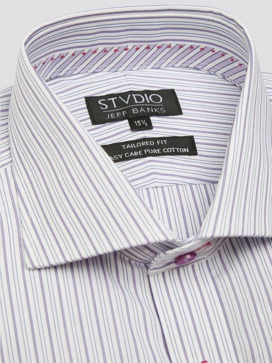 outfit image of jeff-banks-purple-stripe-shirt-with-double-cuff