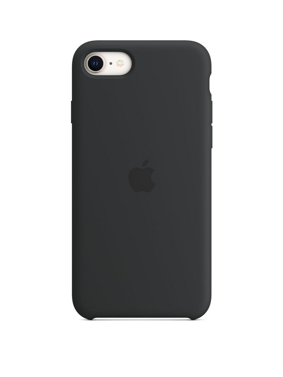 front image of apple-iphone-se-silicone-case-midnight