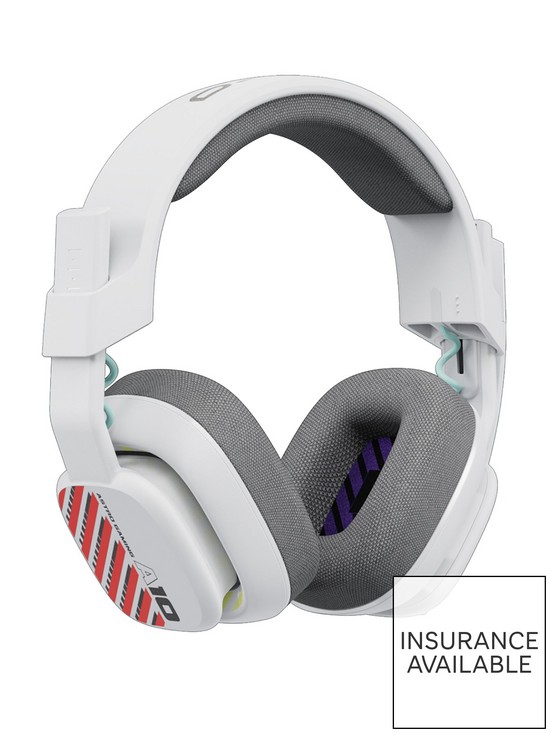 front image of logitech-astro-a10-gaming-headset-xboxpc-white