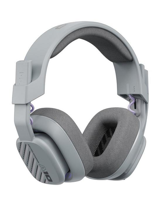 front image of logitech-astro-a10-gaming-headset-pc-grey