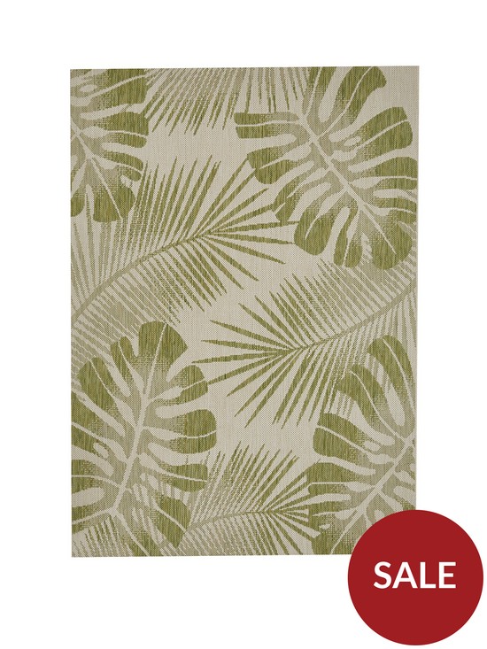 front image of green-leaves-flatweave-indooroutdoor-rug-160x230