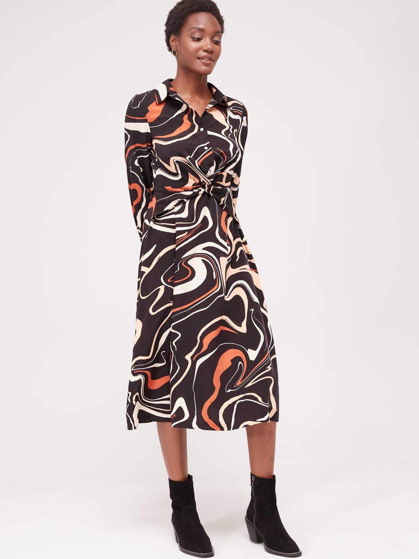 Long sleeve twist front dress hotsell