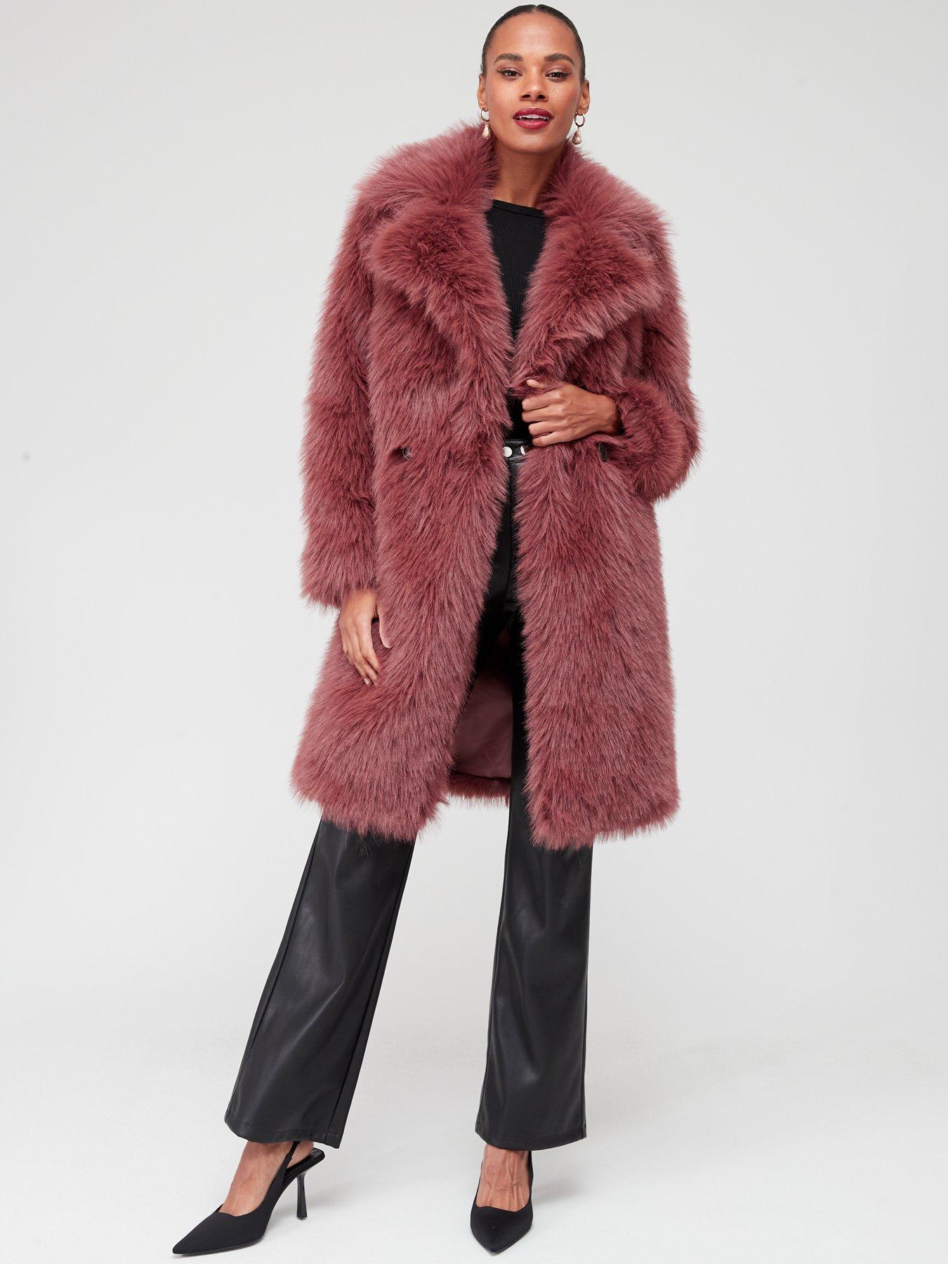 Rose faux 2025 fur coat