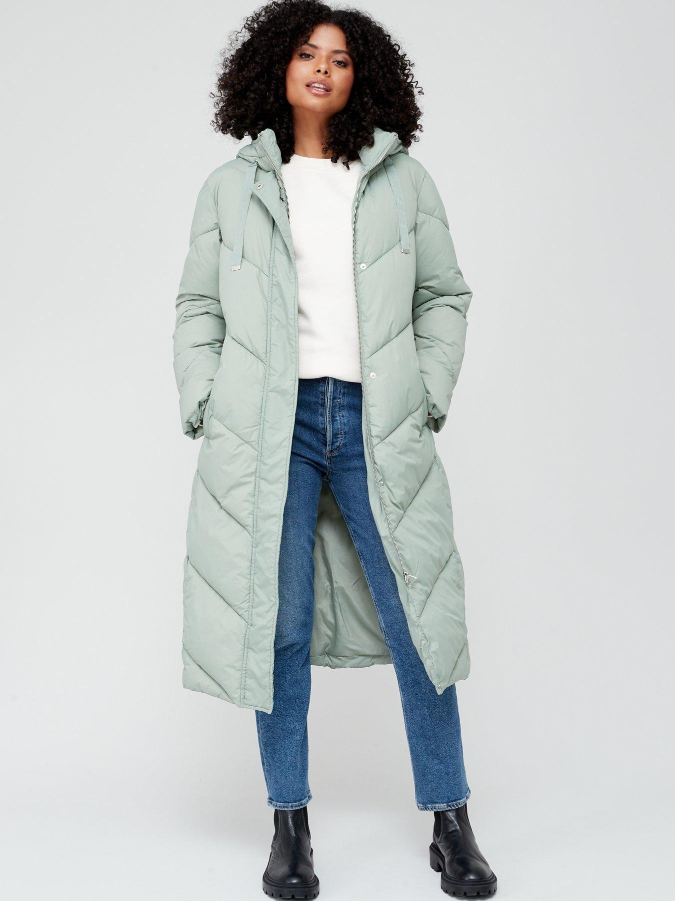 V by Very Premium Chevron Padded Coat Sage littlewoods