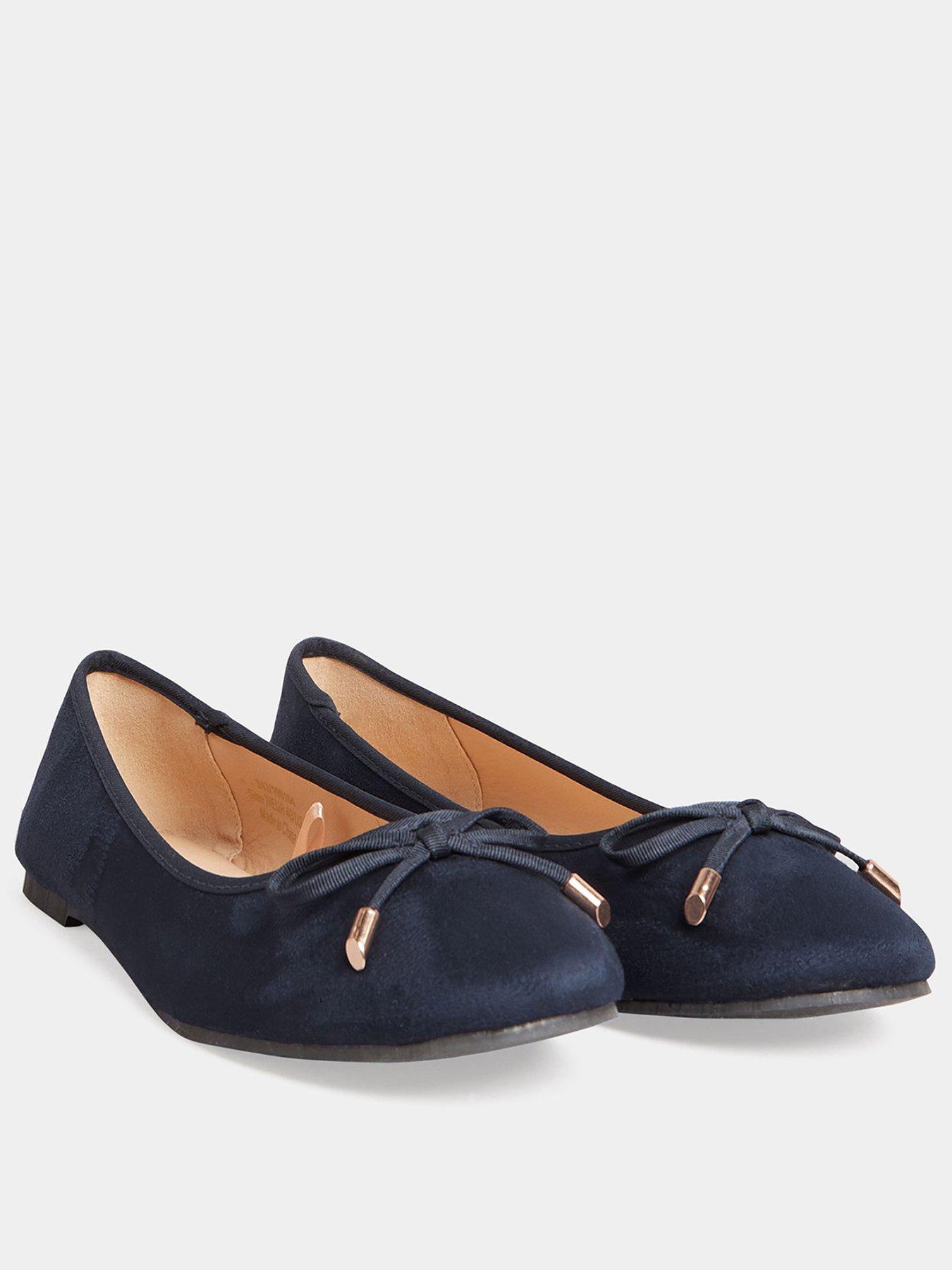 Long Tall Sally Suedette Ballerina Shoes - Navy