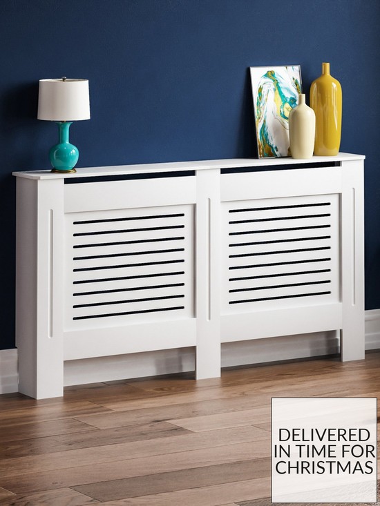 front image of vida-designs-milton-large-radiator-cover-white