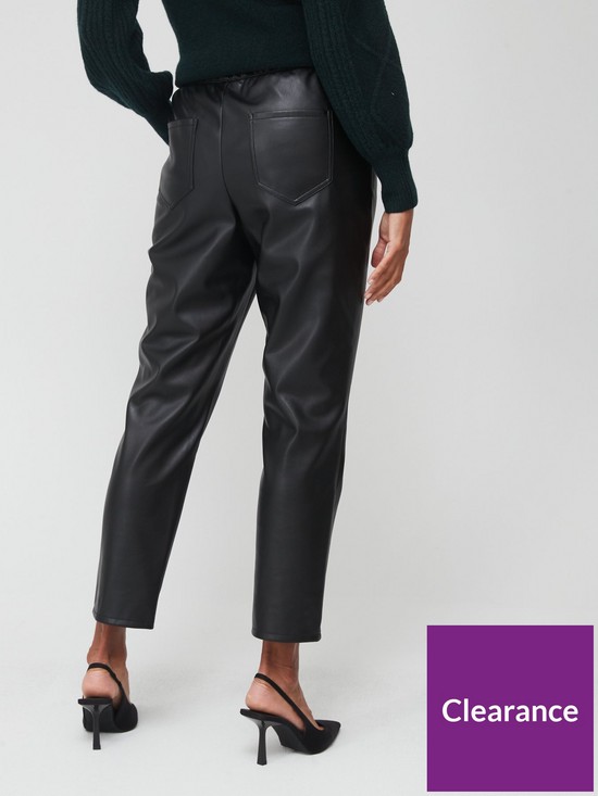 stillFront image of v-by-very-faux-leather-comfort-waistband-trouser-black