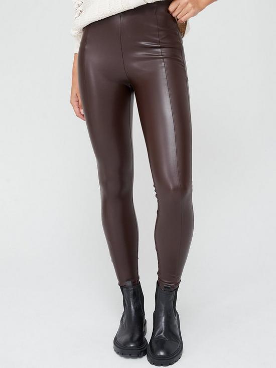 front image of everyday-faux-leather-legging-oxblood