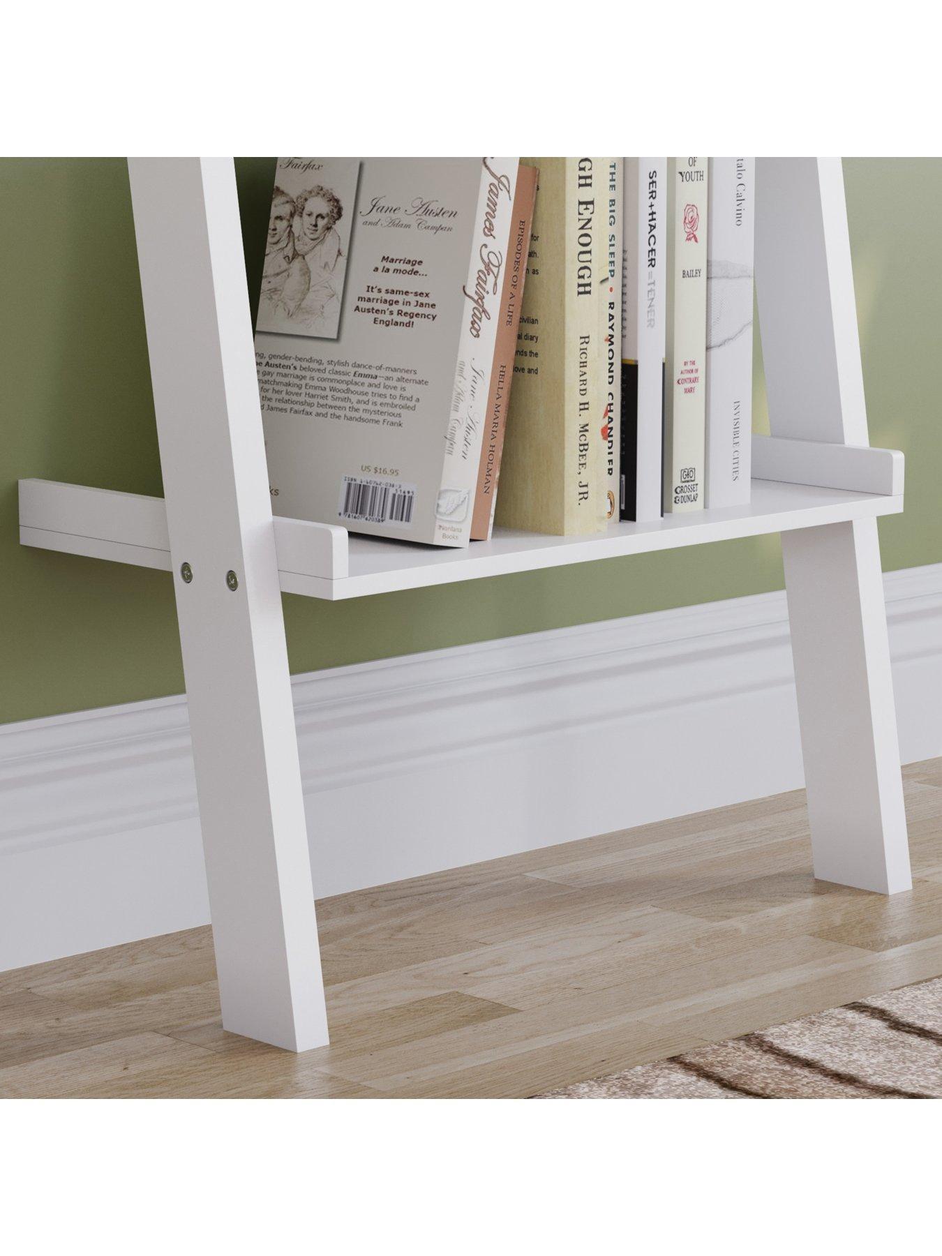 Four tier white ladder deals bookcase shelf