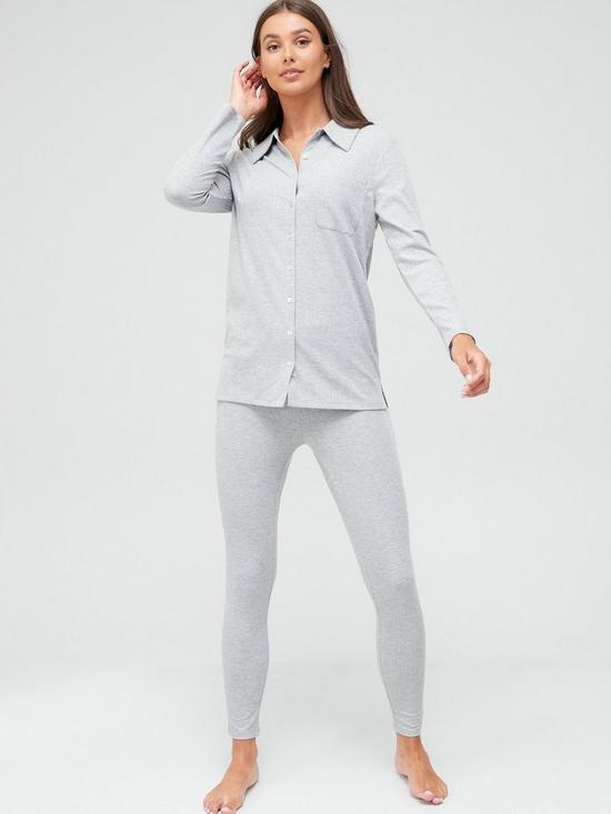 front image of v-by-very-shirt-and-legging-snit-lounge-set-greynbsp