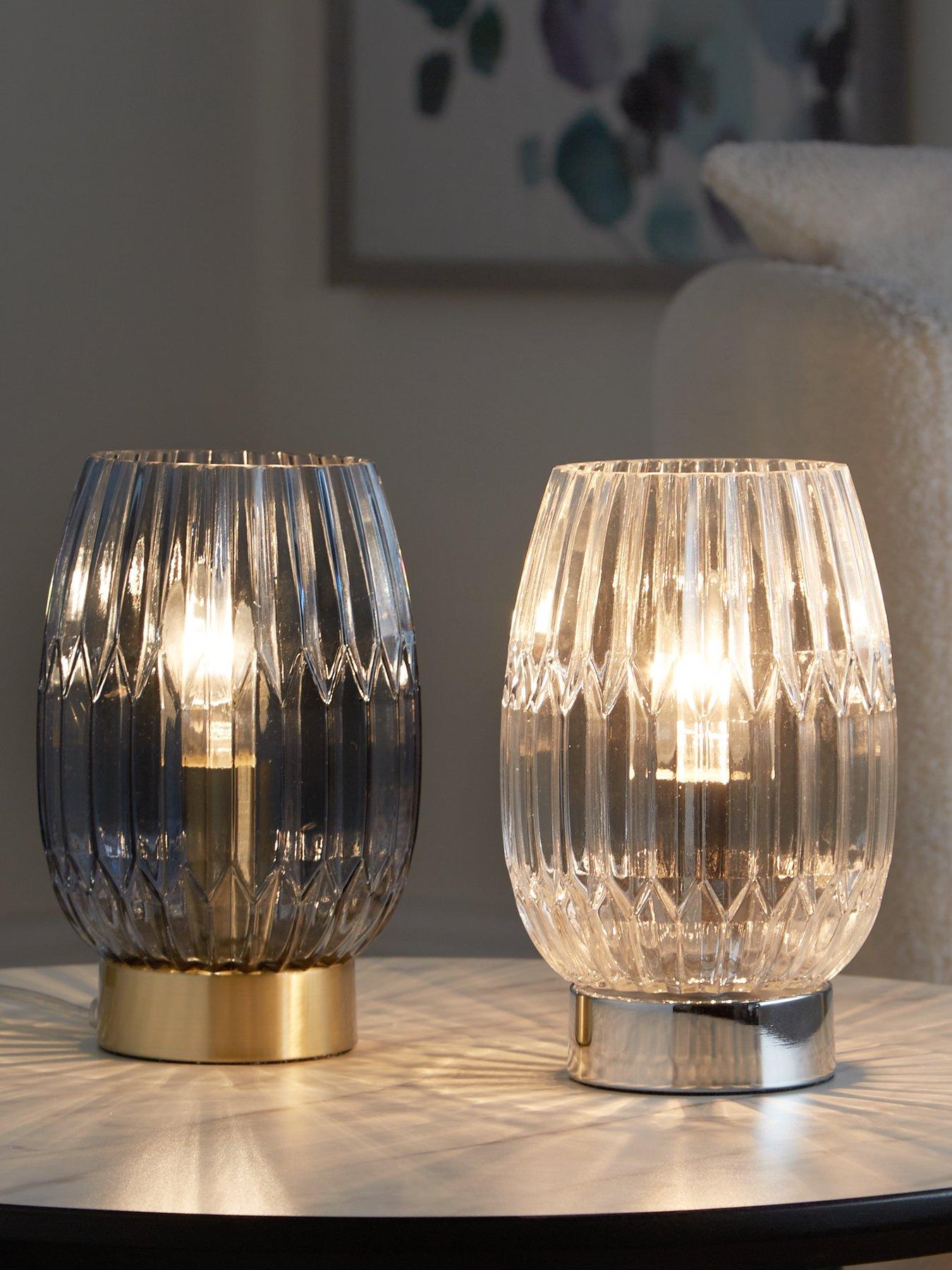 Image 1 of 4 of The Very Collection Emma Ribbed Touch Table Lamp - Clear Chrome
