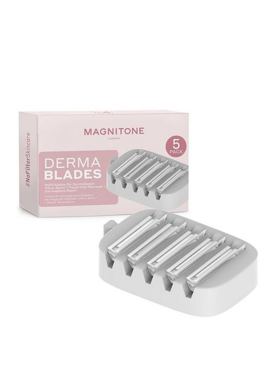 front image of magnitone-dermablades-5-pack-refill-blades-for-dermaqueen-facial-hair-removal-dermaplane-razor