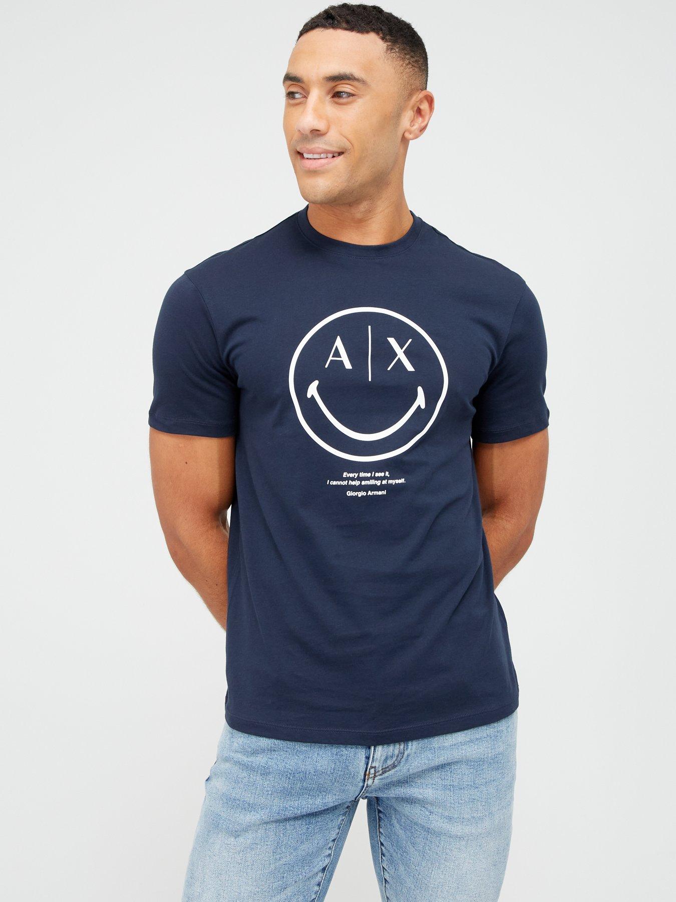 Armani Exchange X Smiley Face Large Logo TShirt Navy