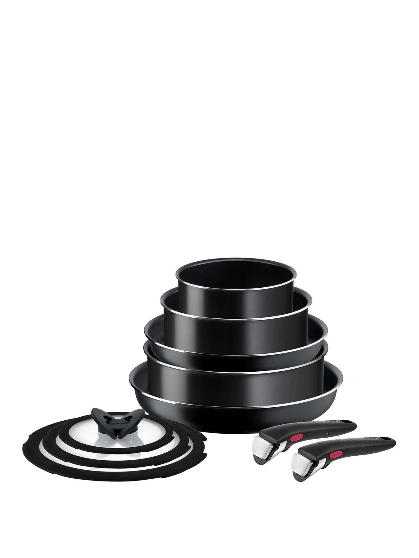 Tefal Ingenio Easy On Set of 3 Frying Pans, 22/24/26 cm, Non-Stick,  Titanium Coating, Thermo-Signal + Removable Handle, Dishwasher and Oven  Safe, No