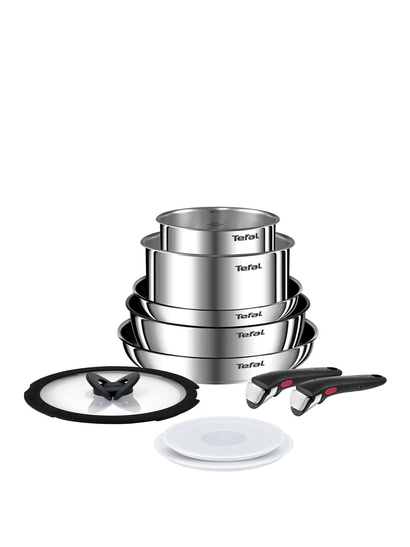 undefined Ingenio Emotion 10 piece set: 22/26cm Frying Pans, 16/20cm Saucepans, 24cm Sautepan, 16/20cm Hermetic Lids, 24 cm Glass Lid + 2 Removable Handles, L897SA74